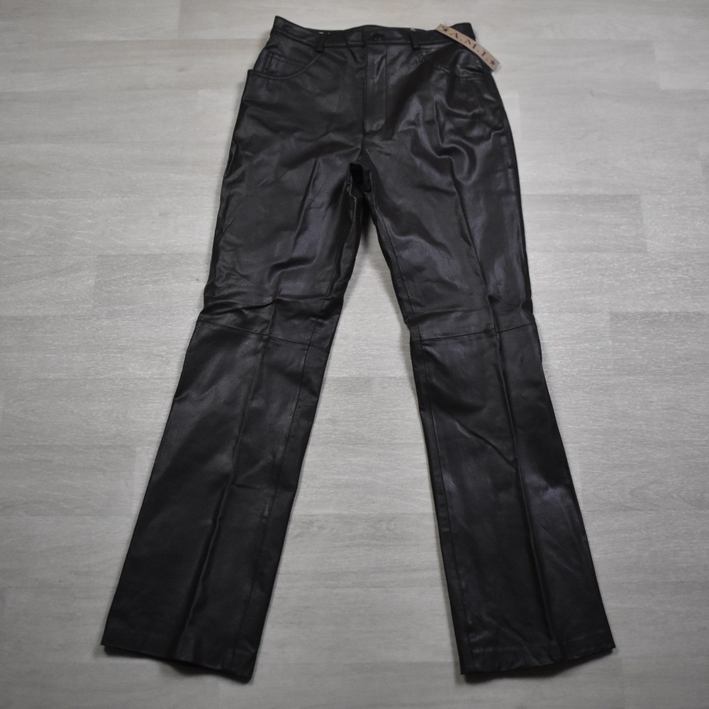SOLD Y2K Deadstock A.M.I. Brown 100% Leather Pants Size 4 NOS NWT VTG - Picture 2 of 7